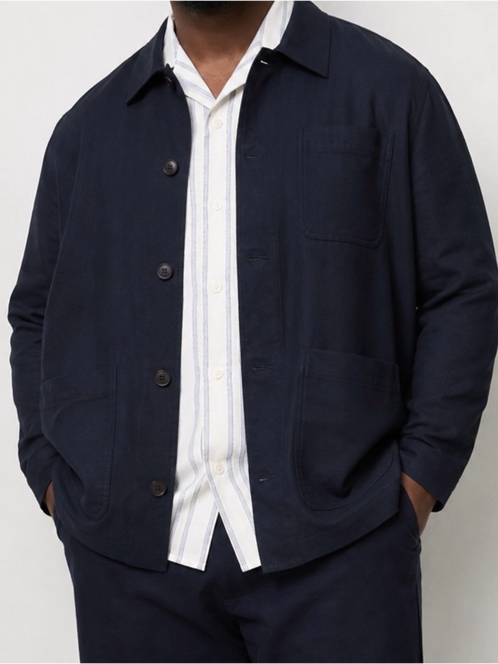 Banana Republic Factory Linen Blend Chore Jacket Navy XXL